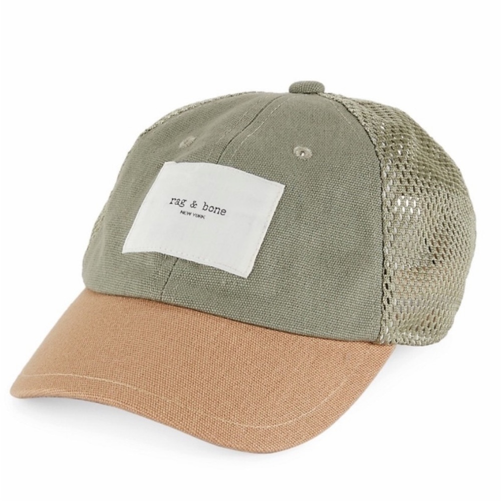 RAG & BONE Dusty Sage Green Recycled Logo Addison Baseball Cap Hat NWOT One Size